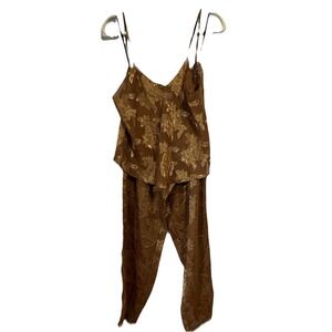 Kristine Tyler Intimates Womens Gold Tank Capri Floral Pj Set Size Large Vintage